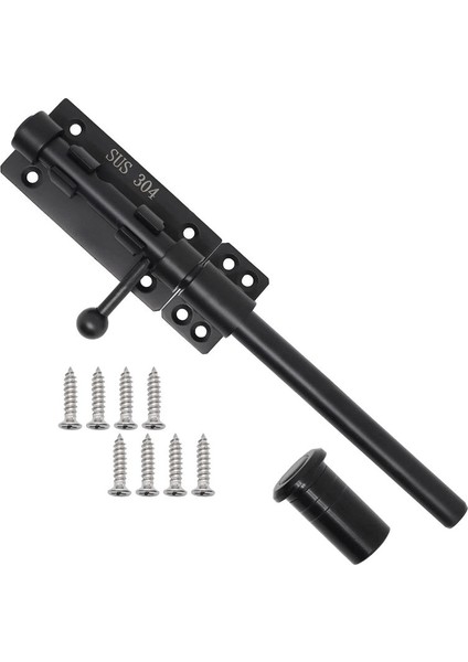 Ağır Hizmet Slide Cıvata Kapısı Mandalı Bir Asma Kilit, Yatay Cıvata Mandal Zemin Mandal Donanımı ve Kilitlenebilir (Siyah, 10 Inç) (Yurt Dışından)