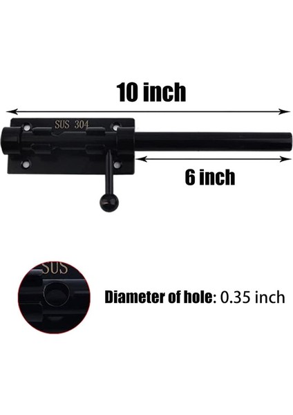 Ağır Hizmet Slide Cıvata Kapısı Mandalı Bir Asma Kilit, Yatay Cıvata Mandal Zemin Mandal Donanımı ve Kilitlenebilir (Siyah, 10 Inç) (Yurt Dışından) fırsatları