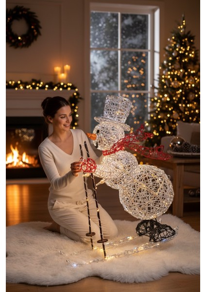 Yılbaşı Yeni Yıl Dekor Süs Işıklı Kayaklı Kardan Adam 81 Cm. fiyatları