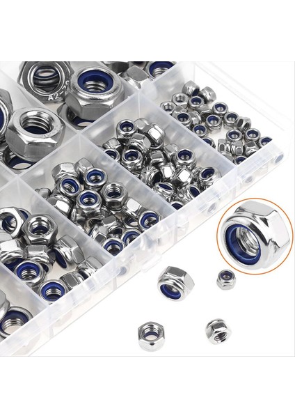 125PCS Naylon Altıgen Kilit Somun Seti 304 Paslanmaz Çelik Nakknut M3 M 4 M5 M6 M8 M10 M12 Altıgen Kendi Naylon Kilitleme Somunu (Yurt Dışından) fiyatları