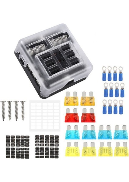 6 Yollu Su Geçirmez Sigorta Bloğu, DC12-24V Araba Teknesi Rv Kamyonu Için Negatif Deniz Sigortası Kutusu ile LED Göstergesi ile (Yurt Dışından)