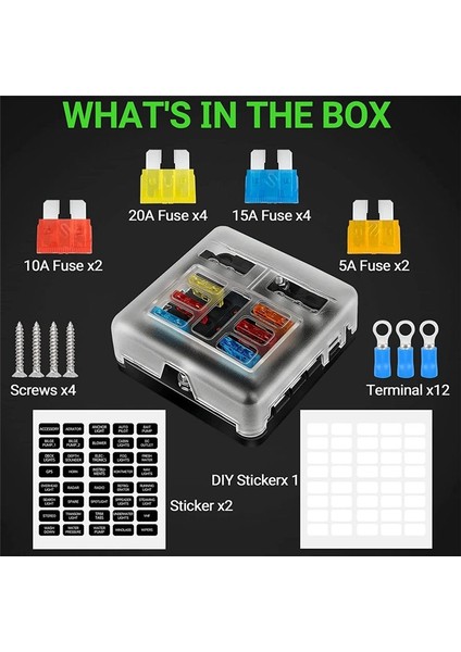 6 Yollu Su Geçirmez Sigorta Bloğu, DC12-24V Araba Teknesi Rv Kamyonu Için Negatif Deniz Sigortası Kutusu ile LED Göstergesi ile (Yurt Dışından) fiyatları