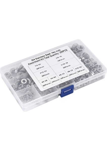 Paslanmaz Çelik Somunlar 2-56 Ila 3/8inch-16 Unc Hex Suns Çoklu Çıkış Kitler BOLTS-280 Pcs (Yurt Dışından) fiyatları