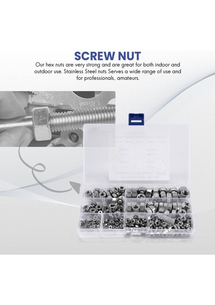 Paslanmaz Çelik Somunlar 2-56 Ila 3/8inch-16 Unc Hex Suns Çoklu Çıkış Kitler BOLTS-280 Pcs (Yurt Dışından) indirimleri