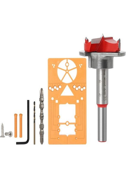 Menteşe Matkap Kombinasyonu Seti Menteşe Ahşap Açma Açıcı 35MM Ayarlanabilir Ahşap Kapı Kilidi Menteşe Matkap (Yurt Dışından)