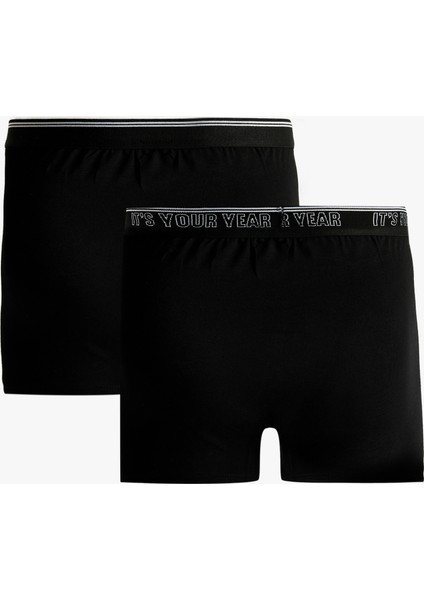 Rahat Kalıp Yılbaşı Baskılı Pamuklu 2'li Boxer Seti fiyatları