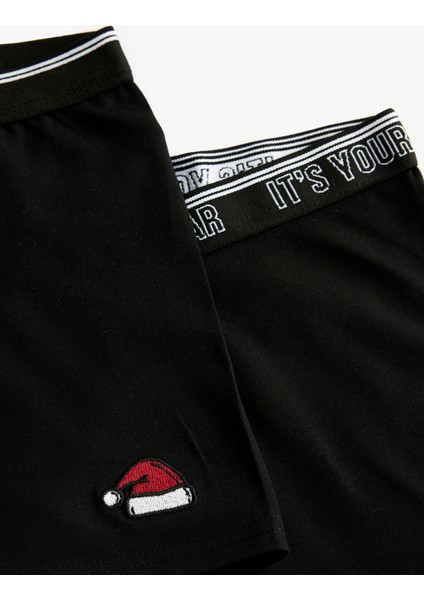 Rahat Kalıp Yılbaşı Baskılı Pamuklu 2'li Boxer Seti indirimleri