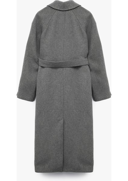 Uzun Kollu Kemerli Cepli Kruvaze Uzun Kaşe Kaban indirimleri