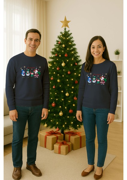 Unisex Happy New Year Yılbaşı Baskılı Yetişkin ve Çocuk Sweatshirt 3 Iplik Şardonlu Kumaş fiyatları