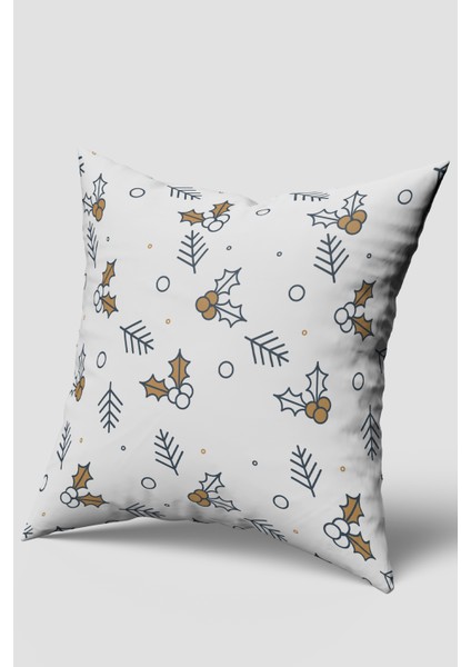 Lacivert Çam Ağacı ve Holly Dalları Kırlent Kılıfı Seti 2'li modelleri