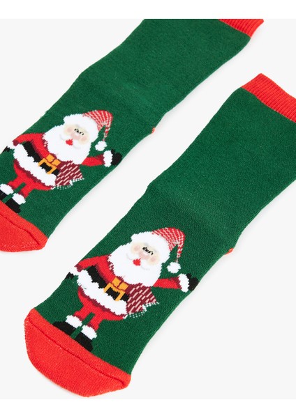 Pamuklu Noel Baba Baskılı Yılbaşı Çorap