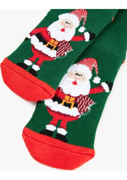 Pamuklu Noel Baba Baskılı Yılbaşı Çorap modelleri