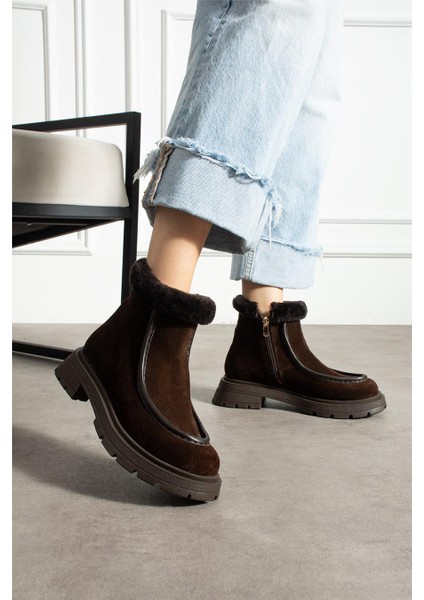 Kadın Bot & Bootie Süet Kahverengi Orta Topuklu Casual/günlük Soğuk Havaya Dayanıklı