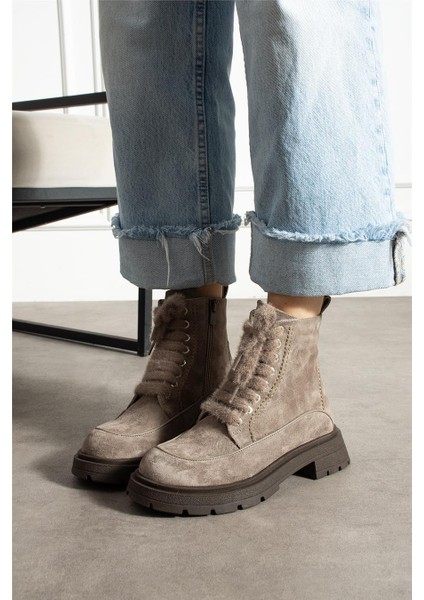 Kadın Bot & Bootie Süet Bej Orta Topuklu Casual/günlük Soğuk Havaya Dayanıklı fırsatları