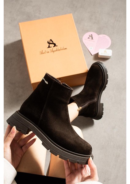 Kadın Bot & Bootie Süet Kahverengi Orta Topuklu Casual/günlük Soğuk Havaya Dayanıklı