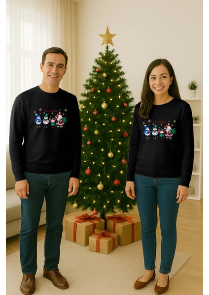 Unisex Happy New Year Yılbaşı Baskılı Yetişkin ve Çocuk Sweatshirt 3 Iplik Şardonlu Kumaş fiyatları