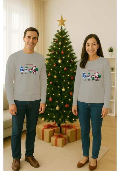 Unisex Happy New Year Yılbaşı Baskılı Yetişkin ve Çocuk Sweatshirt 3 Iplik Şardonlu Kumaş fiyatları