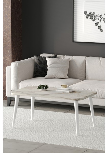 Orta Sehpa Metal Ayaklı , Roma Orta Sehpa , Beyaz Metal - Beyaz Mermer Tabla fiyatları