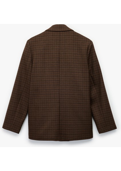 Viskon Karışımlı Düğmeli Cep Detaylı Kruvaze Yaka Ekoseli Blazer Ceket fiyatları