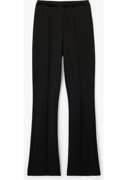 Nervürlü Pamuklu Slim Fit Ispanyol Paça Tayt Pantolon