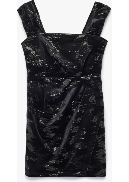 Straplez Payetli Kolsuz Bodycon Mini Abiye Elbise