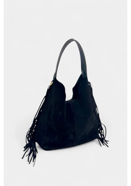 %100 Hakiki Süet Deri Organizer Çanta Detaylı Kadın El ve Omuz Çantası