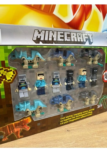 12 Parça Minecraft Figür Oyuncak Karakter Mınecraft Figürleri Set Dinazorlu Minecraft modelleri
