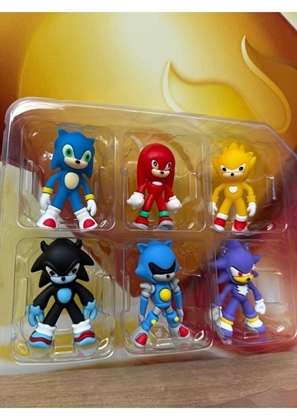 Figür 6'lı Sonic Kirpi Power Aksiyon Figürleri 6lı Set Kırılmaz Silikon fiyatları