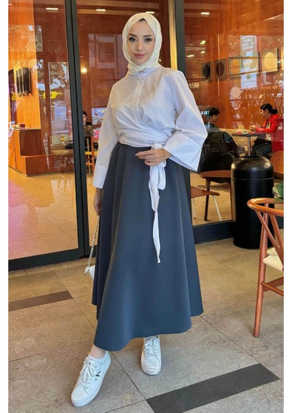 Kadın Kurdele Detaylı Gömlek-Beyaz fiyatları