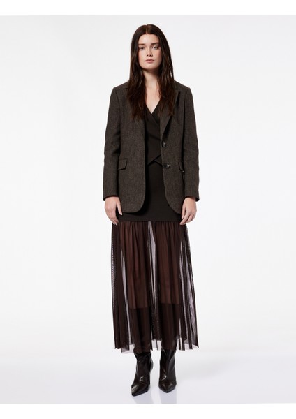 x Şahika Ercümen - Slim Fit Tül Detaylı Midi Etek fiyatları