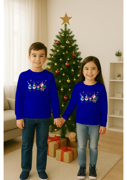 Unisex Happy New Year Yılbaşı Baskılı Yetişkin ve Çocuk Sweatshirt 3 Iplik Şardonlu Kumaş modelleri