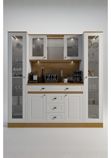 Mikel Masalı Kahve Köşesi LED Aydınlatmalı %100 Mdf 200*45*200