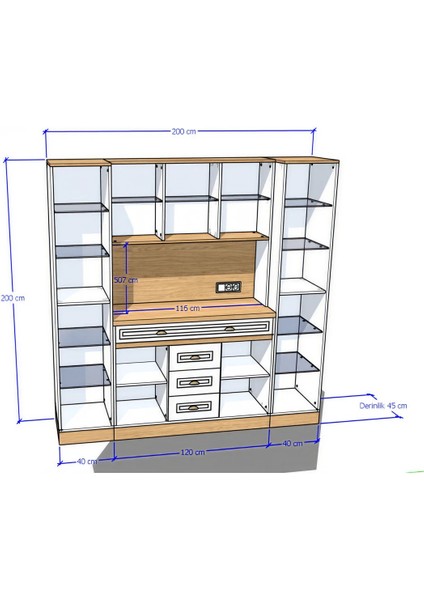 Mikel Masalı Kahve Köşesi LED Aydınlatmalı %100 Mdf 200*45*200 modelleri