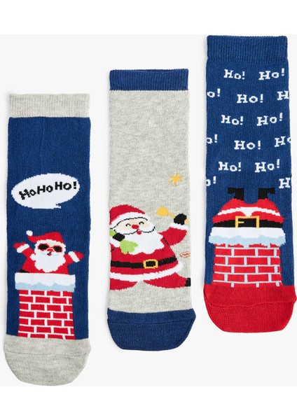 Yılbaşı Temalı 3'lü Pamuklu Çorap Seti
