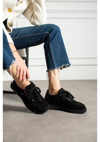 Kadın Bot & Bootie Süet Siyah Kısa Topuklu Casual/günlük Soğuk Havaya Dayanıklı