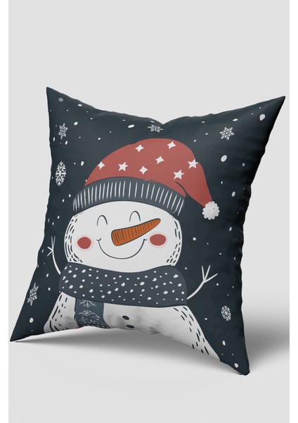 Lacivert Sevimli Geyik ve Kardan Adam Yılbaşı Kırlent Kılıfı Seti 2'li modelleri