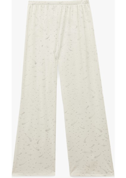 Yılbaşı Temalı Yıldız Desenli Parıltılı Kadife Pijama Altı