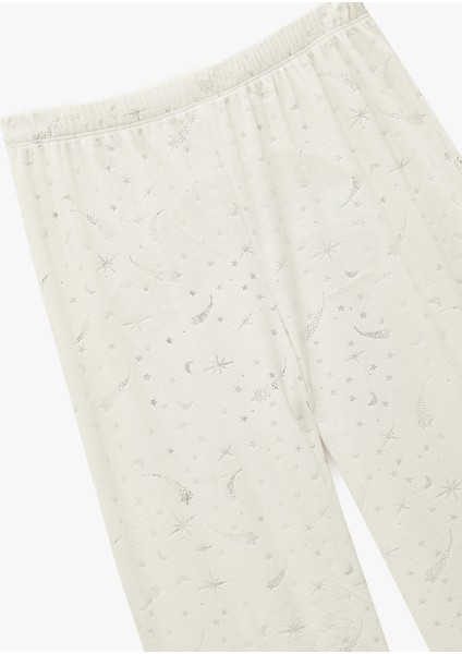 Yılbaşı Temalı Yıldız Desenli Parıltılı Kadife Pijama Altı modelleri