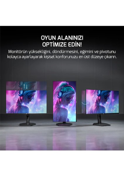 Lunis L20 24" 0.5 Ms Full Hd Pivot 240 Hz Oyuncu Monitörü