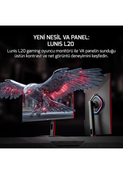 Lunis L20 24" 0.5 Ms Full Hd Pivot 240 Hz Oyuncu Monitörü