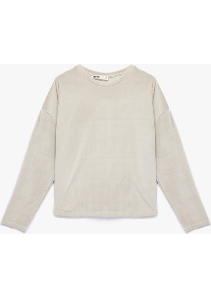 Uzun Kollu Bisiklet Yaka Rahat Kalıp Pijama Üstü