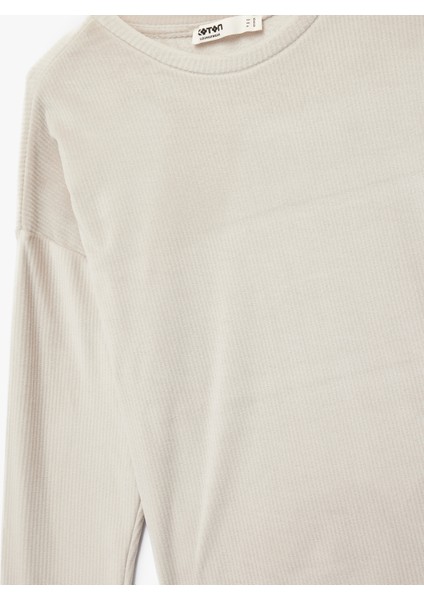 Uzun Kollu Bisiklet Yaka Rahat Kalıp Pijama Üstü modelleri