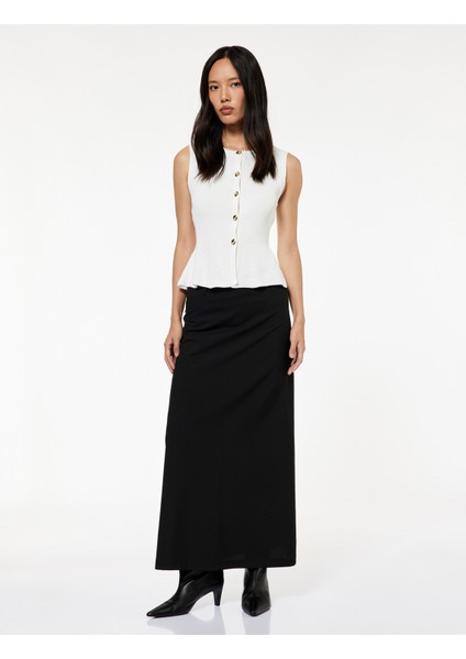 Düğmeli Bisiklet Yaka Peplum Kesim Triko Yelek fiyatları