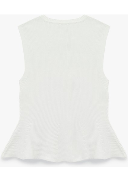 Düğmeli Bisiklet Yaka Peplum Kesim Triko Yelek fırsatları