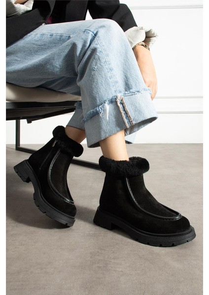 Kadın Bot & Bootie Süet Siyah Orta Topuklu Casual/günlük Soğuk Havaya Dayanıklı