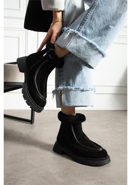Kadın Bot & Bootie Süet Siyah Orta Topuklu Casual/günlük Soğuk Havaya Dayanıklı fırsatları