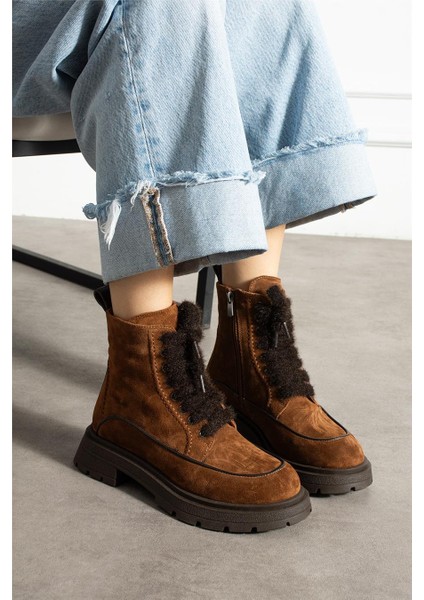 Kadın Bot & Bootie Süet Taba Orta Topuklu Casual/günlük Soğuk Havaya Dayanıklı