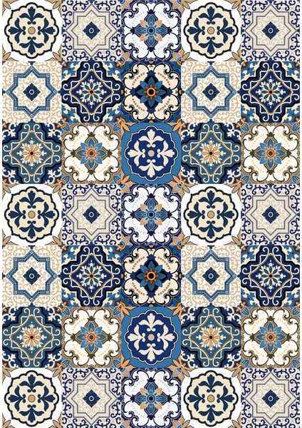 Dijital Baskılı Renkli Çini Desenli Kaymaz Taban Yıkanabilir Halı fiyatları