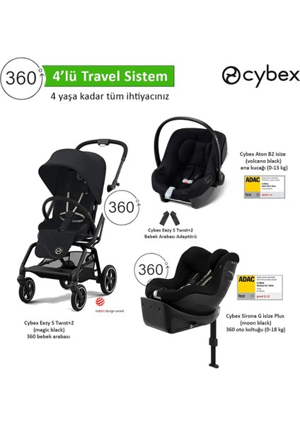 4 Lü Travel Sistem Eezy S 360 Twist+2 + Aton B2 Isize + Sirona G Plus 360 Isize + Eezy Adaptör