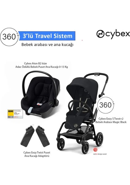 3 Lü Travel Sistem Eezy S 360 Twist+2 + Aton B2 Isize + Eezy Adaptör